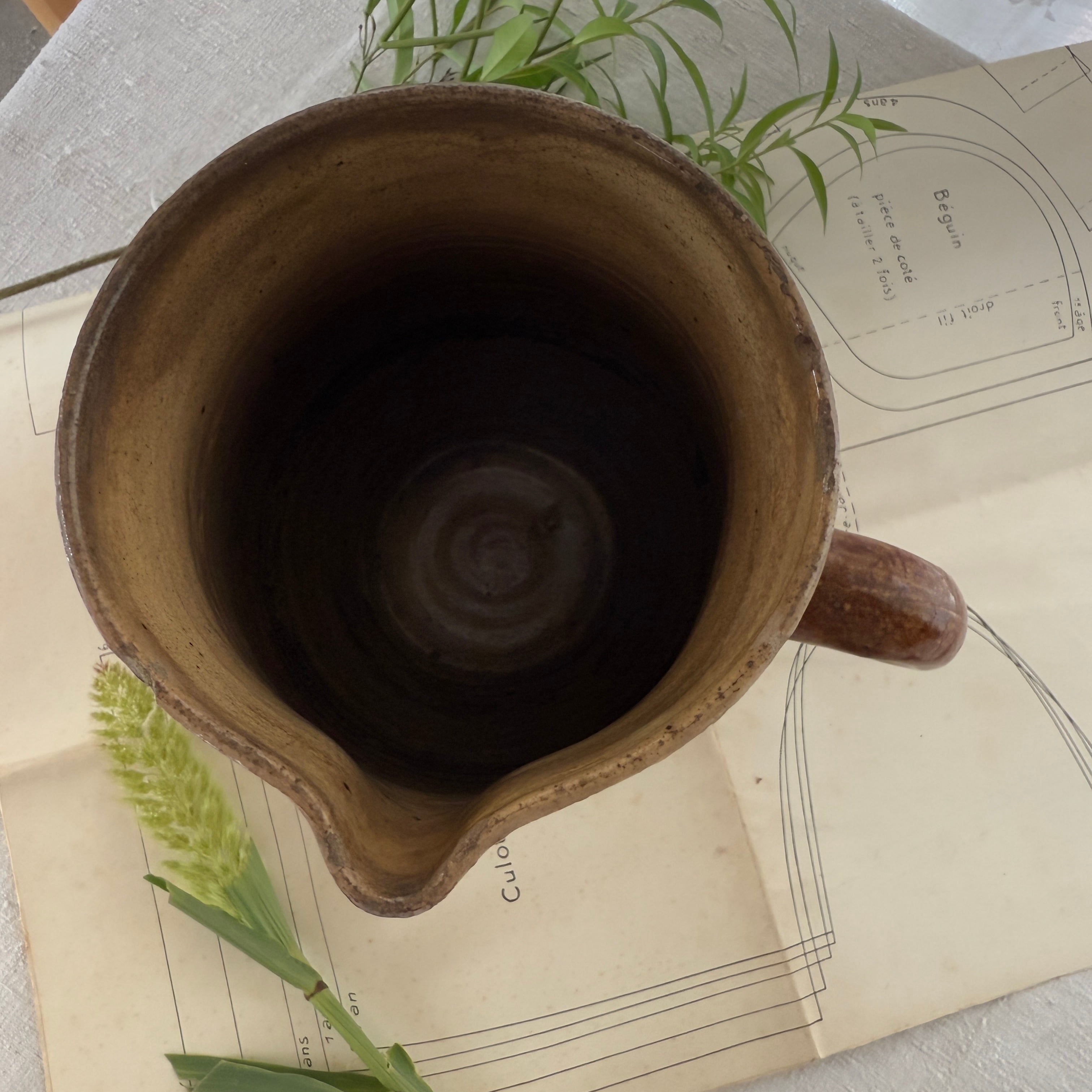 19th Century Provancal Terracotta Water Jug-Large Glazed