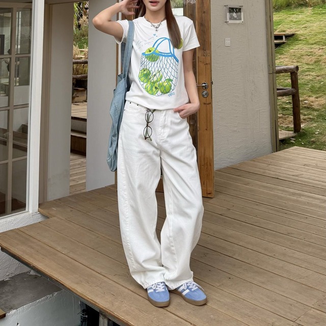 アップルバスケットポッププリントTシャツ 1col   R02340