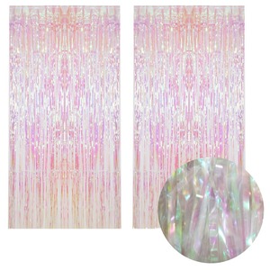 【新着特価】サムコス タッセルカーテン キラキラ イベント用 華やかな飾り付け 100cm*200cm 2個セット パーティーデコレーション カラフルな光沢 誕生日 結婚式 舞台 空間デコレーション フォトブース (虹色)
