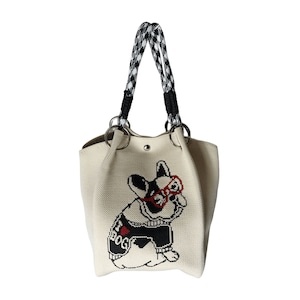 ロープニット フレンチブルドッグ アイボリー（Rope Knit French Bulldog）