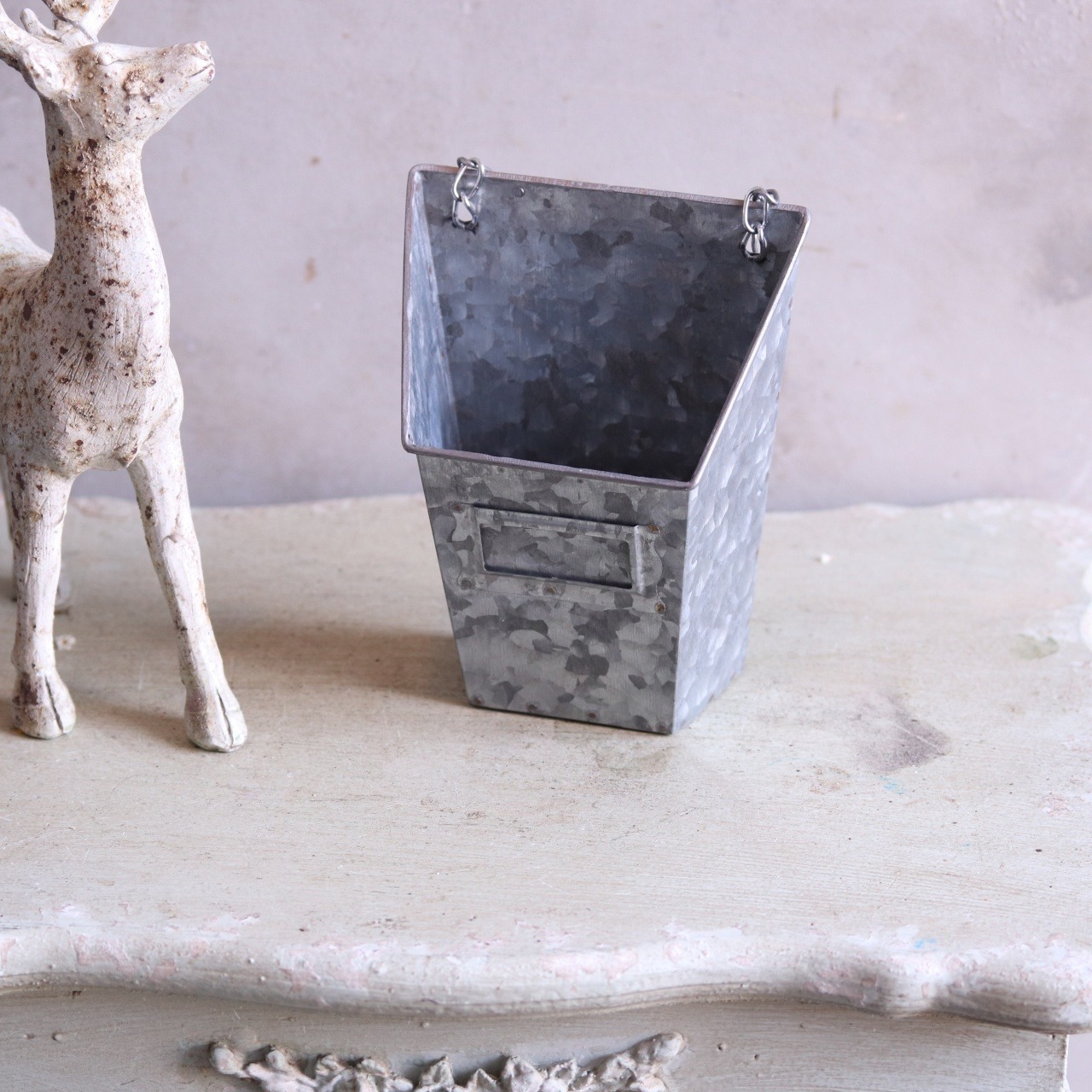 ブリキ植木鉢 　ブリキレターポットS　シャビーシック　オシャレ　40012