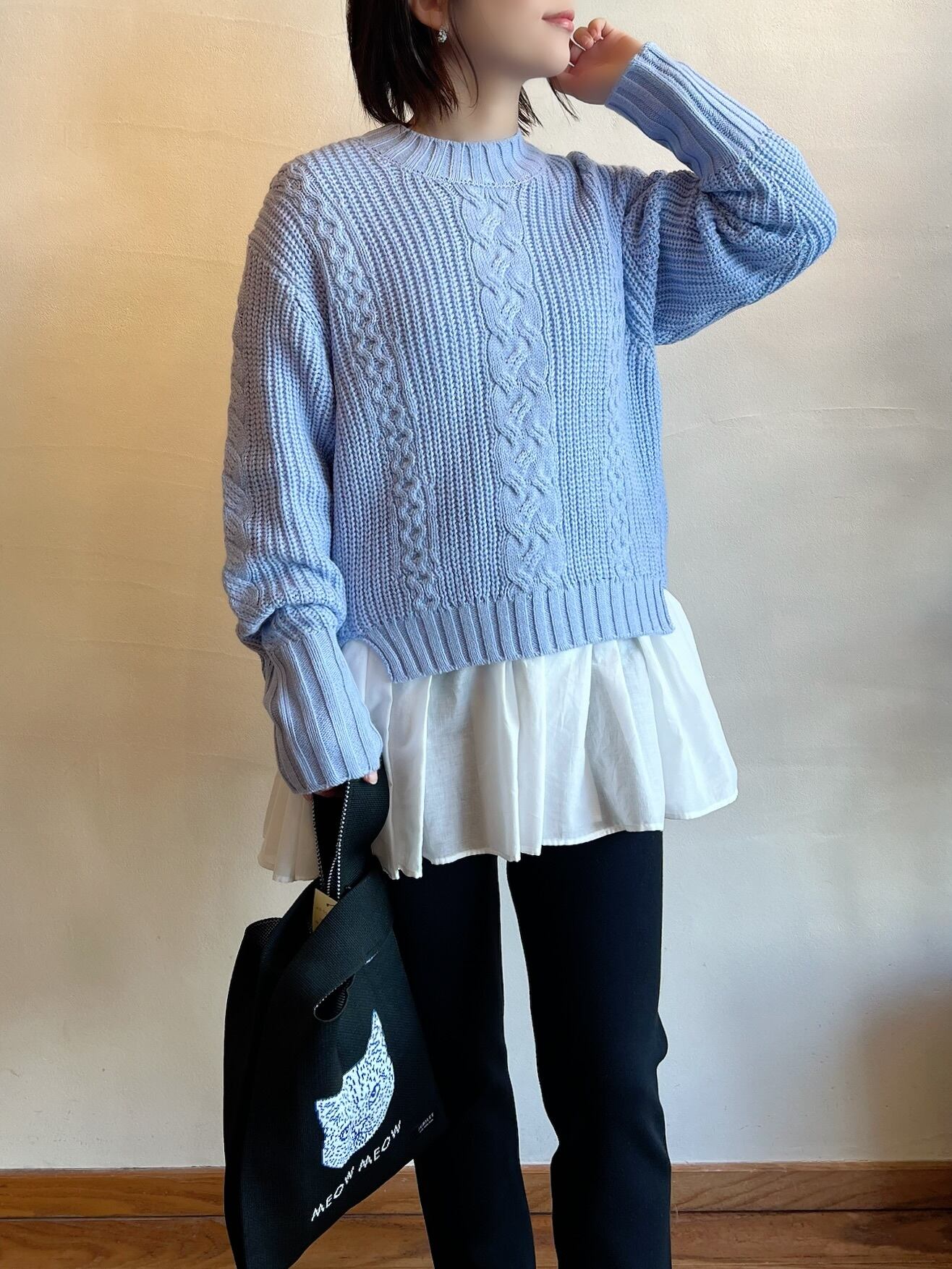 最終お値下 Dignite Collier ウール100% タグ付き未使用 Dignite collier / ケーブルニットセットプルオーバー | anouk