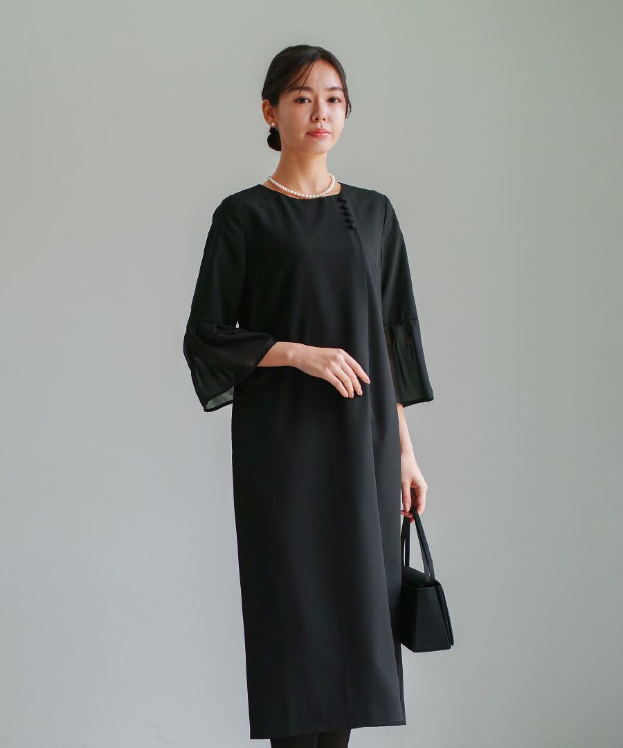 最強配送】喪服・礼服【洗えるフォーマル】フロント開き・フレア