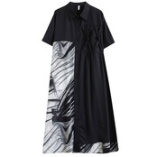 アシンメトリー 結びモチーフ シャツワンピース 30092