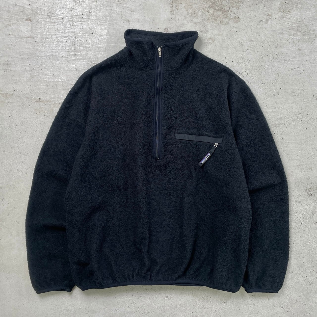 90年代 USA製 patagonia パタゴニア オールブラック フリースプル 