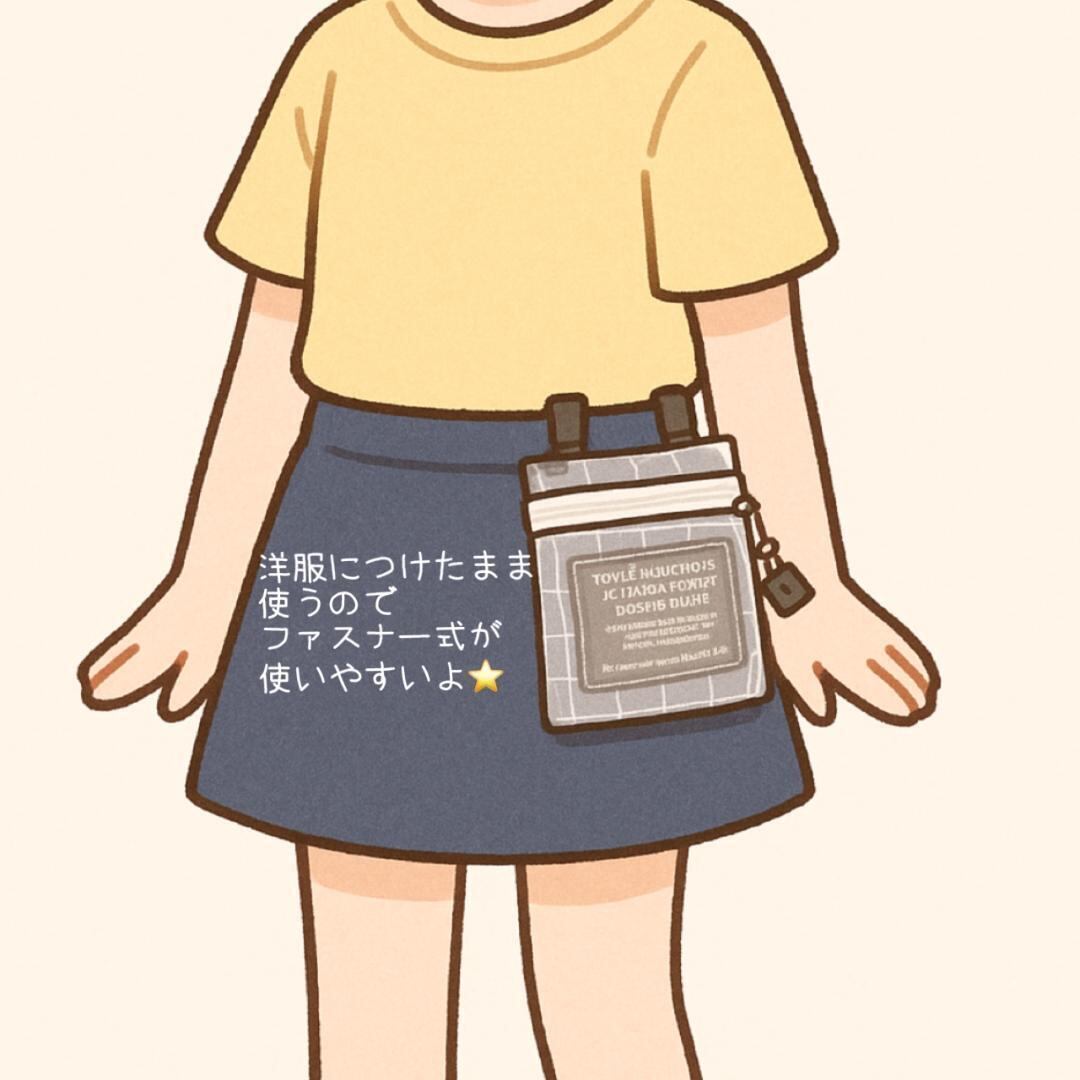 137）シャカシャカ移動ポケット くま耳 チョコ色 ギンガムチェック