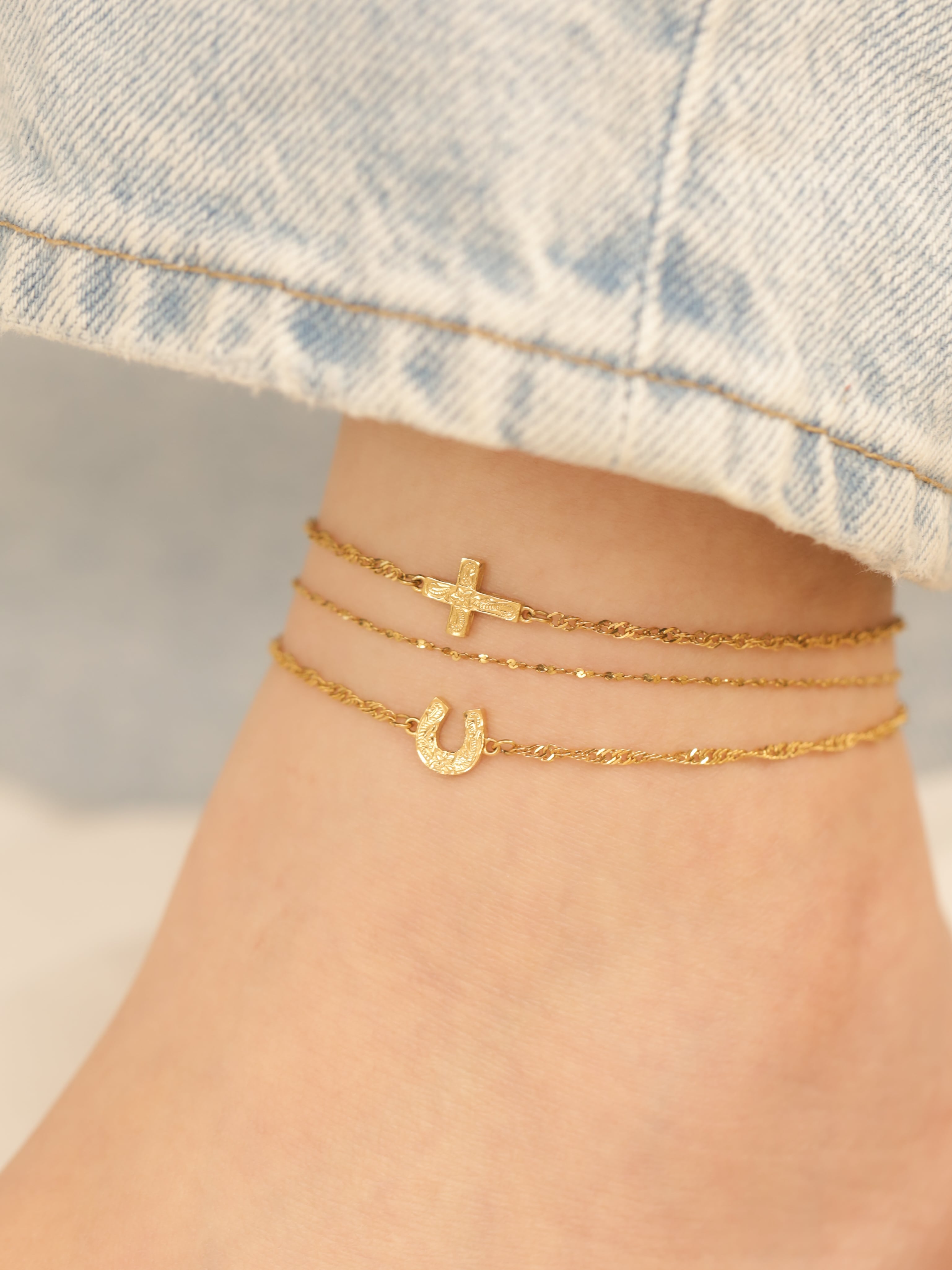 screw 】316L hawaiian cross anklet #a10 | rani