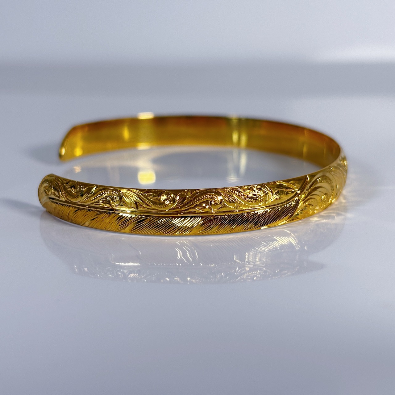 [Lsize]Plumeria Feather Bangle –Gold-