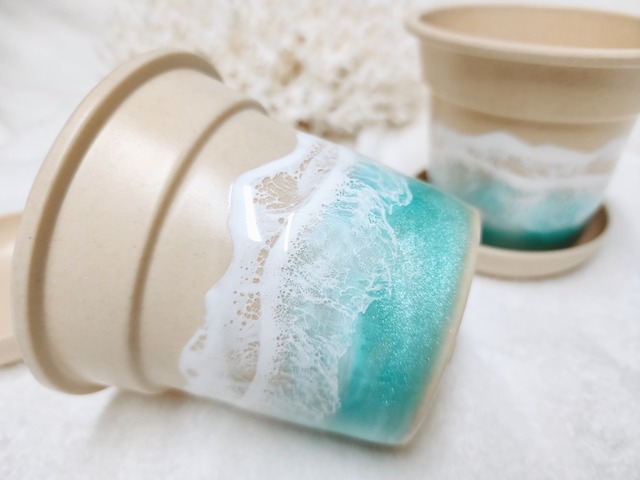 388.オーシャンレジンアート 植木鉢 穴あり