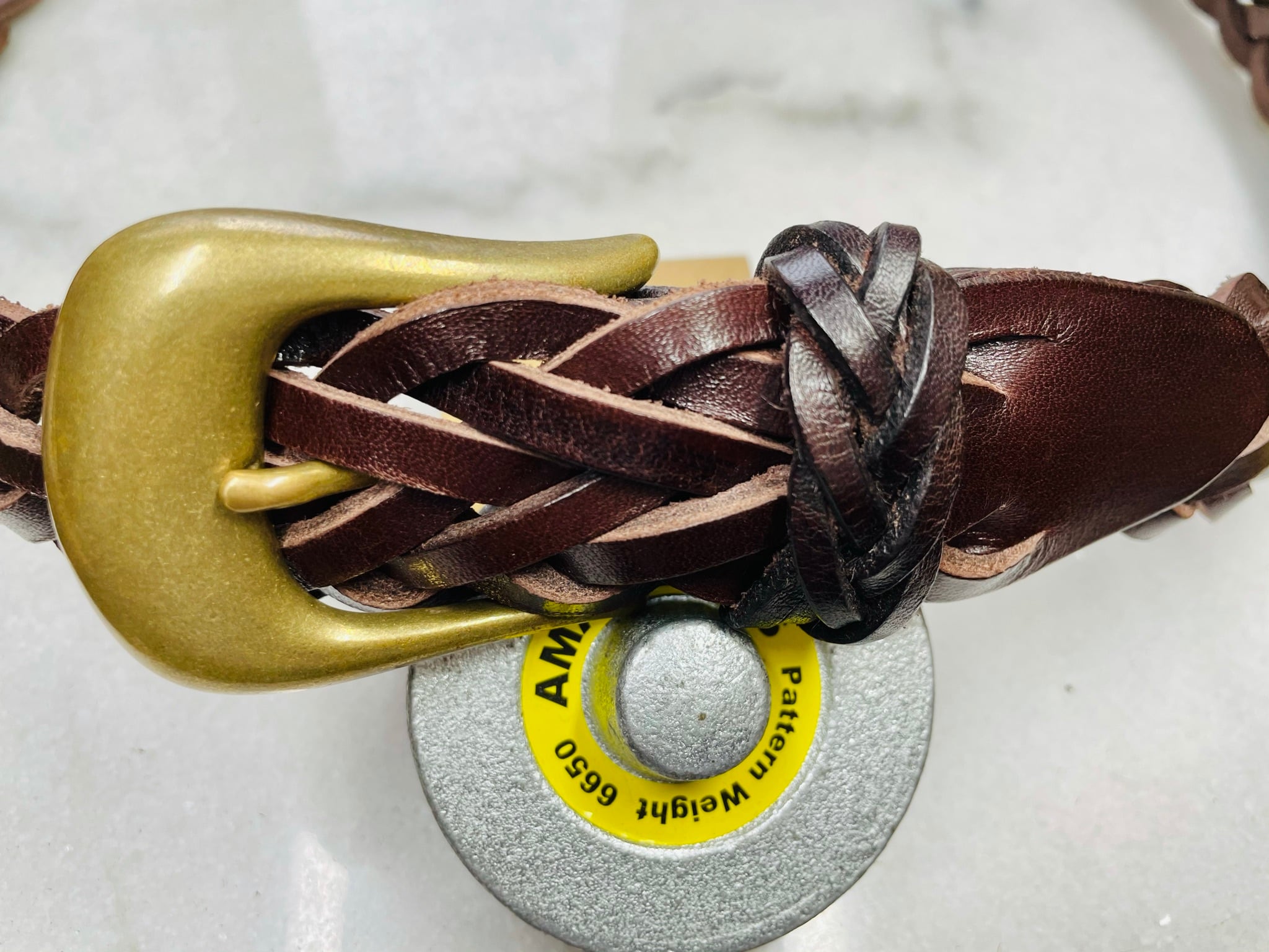 CBMｰNUMG307〈BR〉】レザーメッシュベルト〈サイズ「100」〉7本編み  