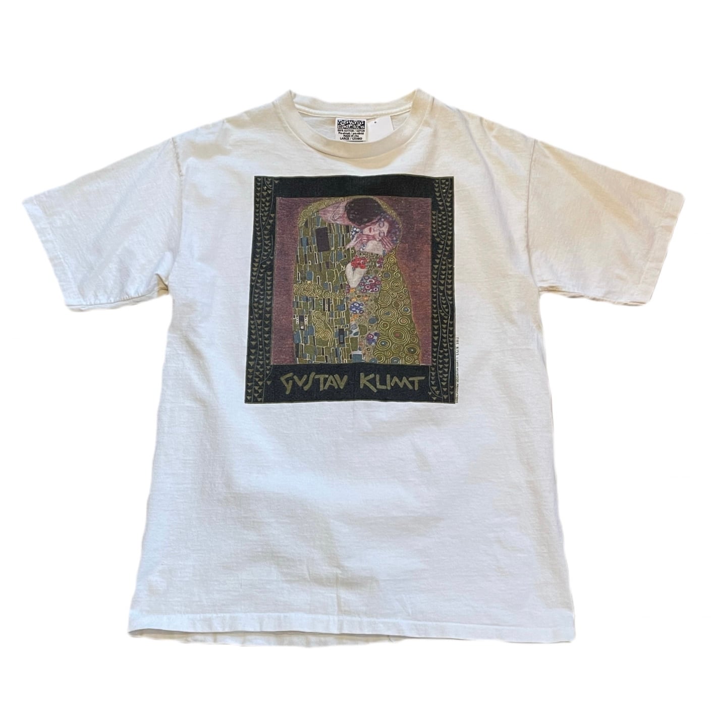 90s00s クリムト 接吻 The kiss アートTシャツ ネイビー