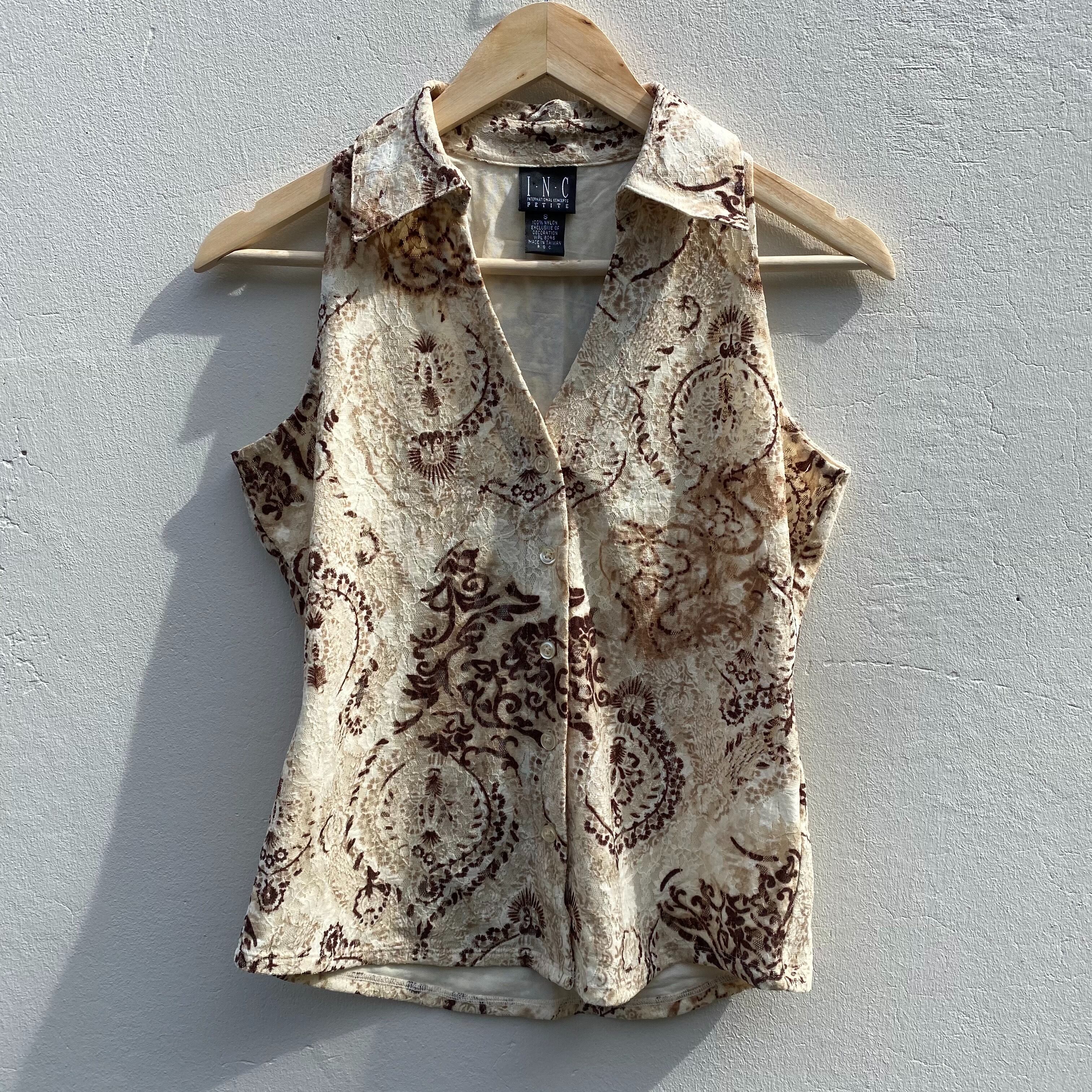 Ameri VEST SET SHEER PATTERN SHIRT