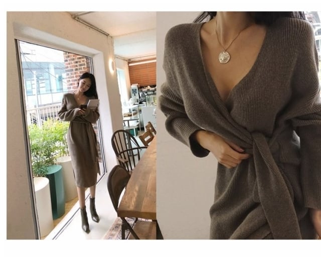 カシュクールニットワンピース ドルマンカシュクールニットワンピース