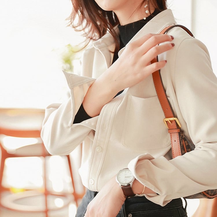 パッチポケット レギュラーシルエット フランネルシャツ 2col N00171