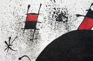 ジョアン・ミロ「ジョアン・プラッツへのオマージュ」作品証明書・展示用フック・限定500部エディション付複製画リトグラフ