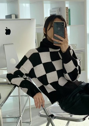 ブロックチェックニット AJ1079-7905