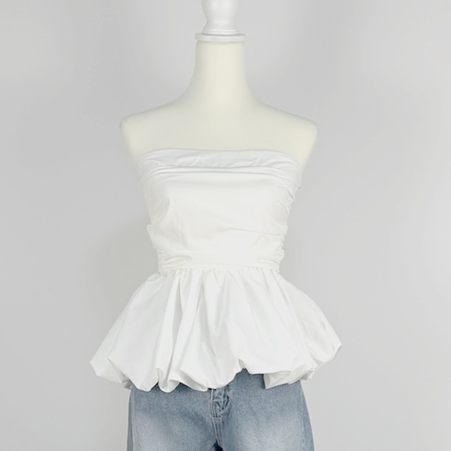 シャーリングトップ／ホワイト