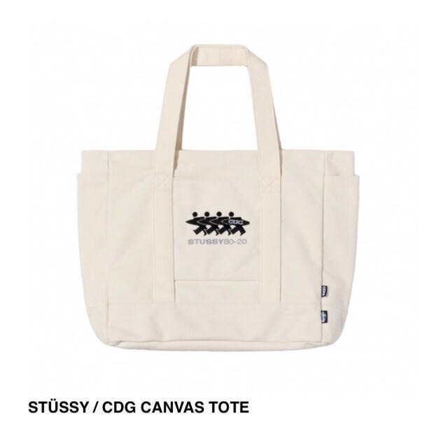STUSSY CDG CANVAS TOTE BAG NATURAL | TKNY EST 2020