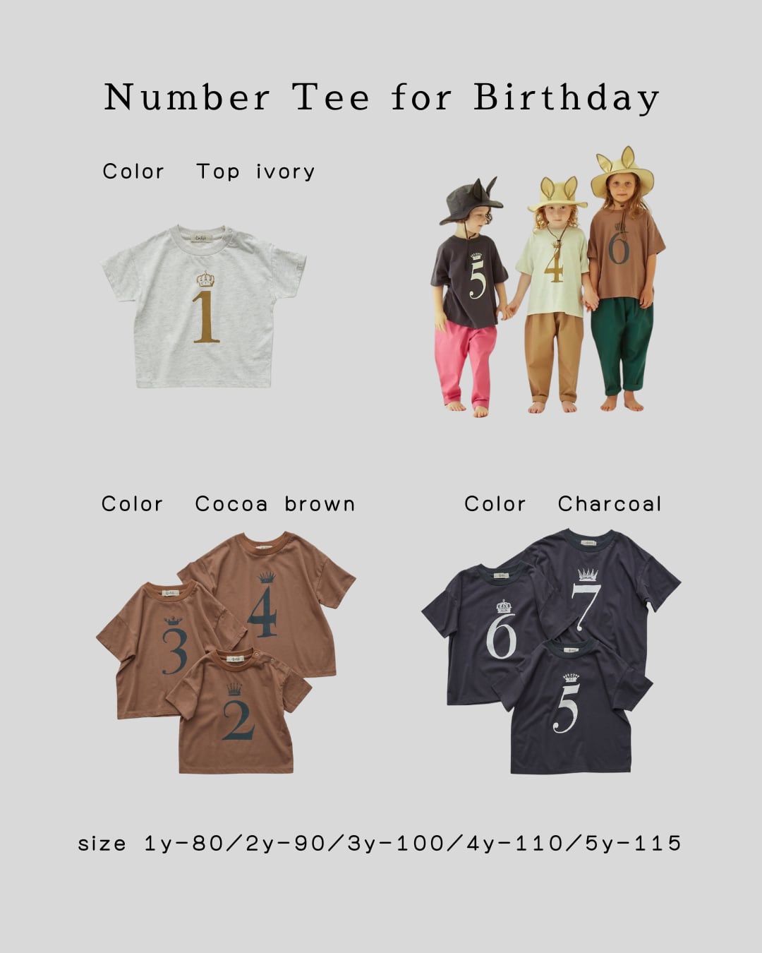 【即納/送料無料】Number Tee for / top ivory (gray)