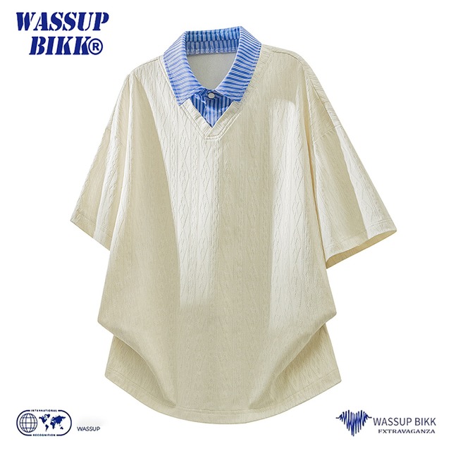 ♥夏の快適＆おしゃれを両立！【WSシリーズ】★POLOシャツ★ ユニセックス 2color トップス 半袖 フェイクレイヤード