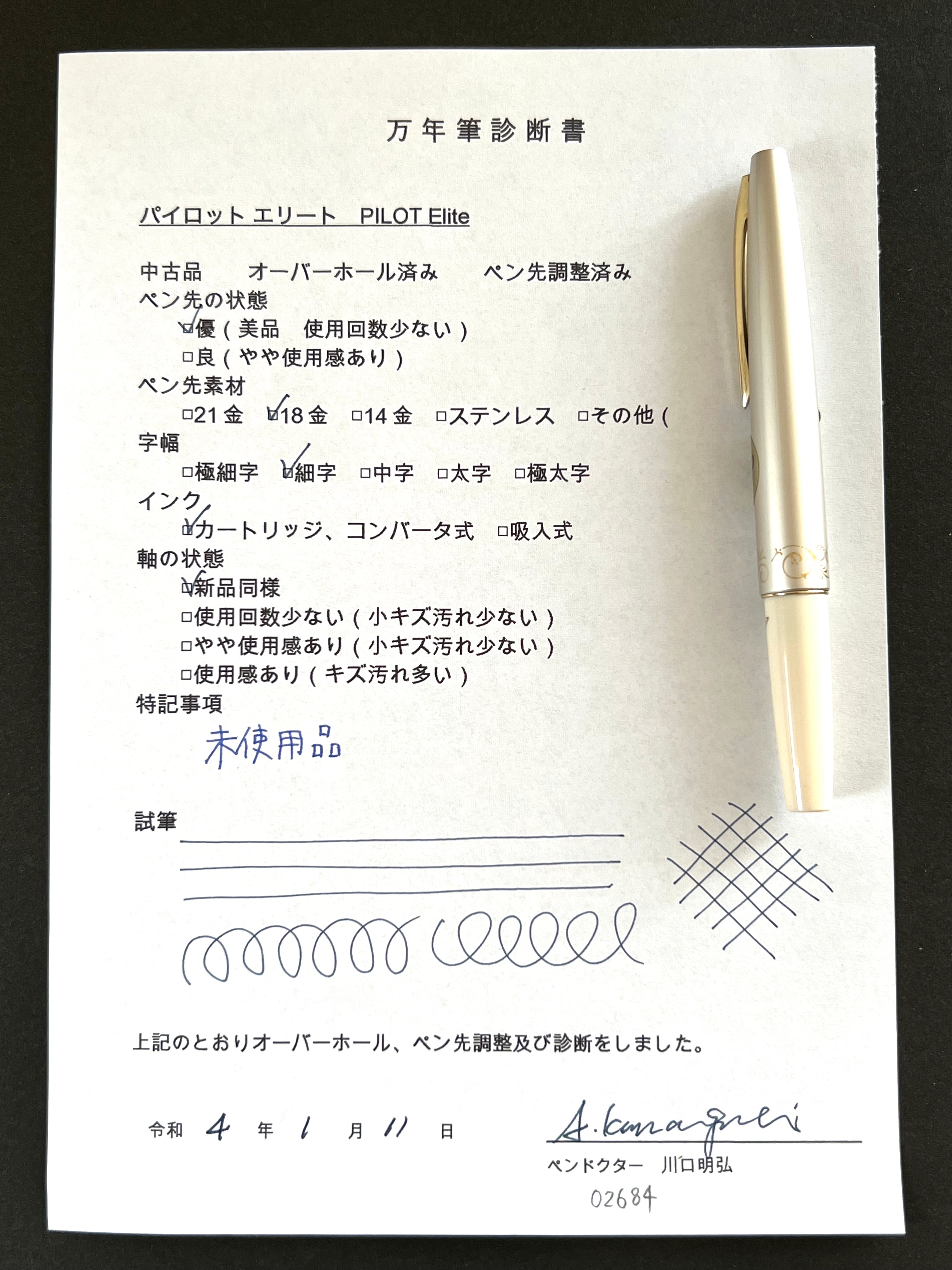 70s パイロット エリート ショート PILOT Elite （細字） 18K 02684