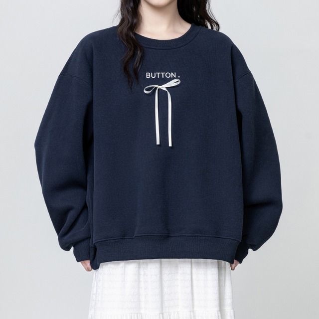 Round neck sweatshirt with ribbon 00068