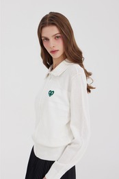 GOXO ゴーエックスオー スマイルハート エアリー ニットジップアップ ホワイト