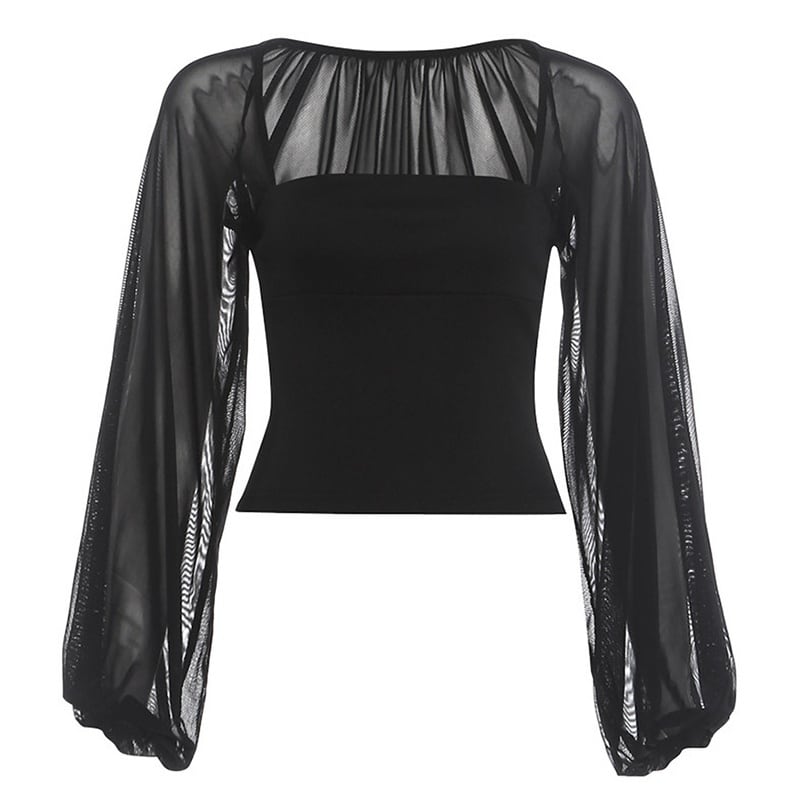 AMERI アメリ 2PIECES SHEER POPCORN TOP シアー ポップコーン トップ