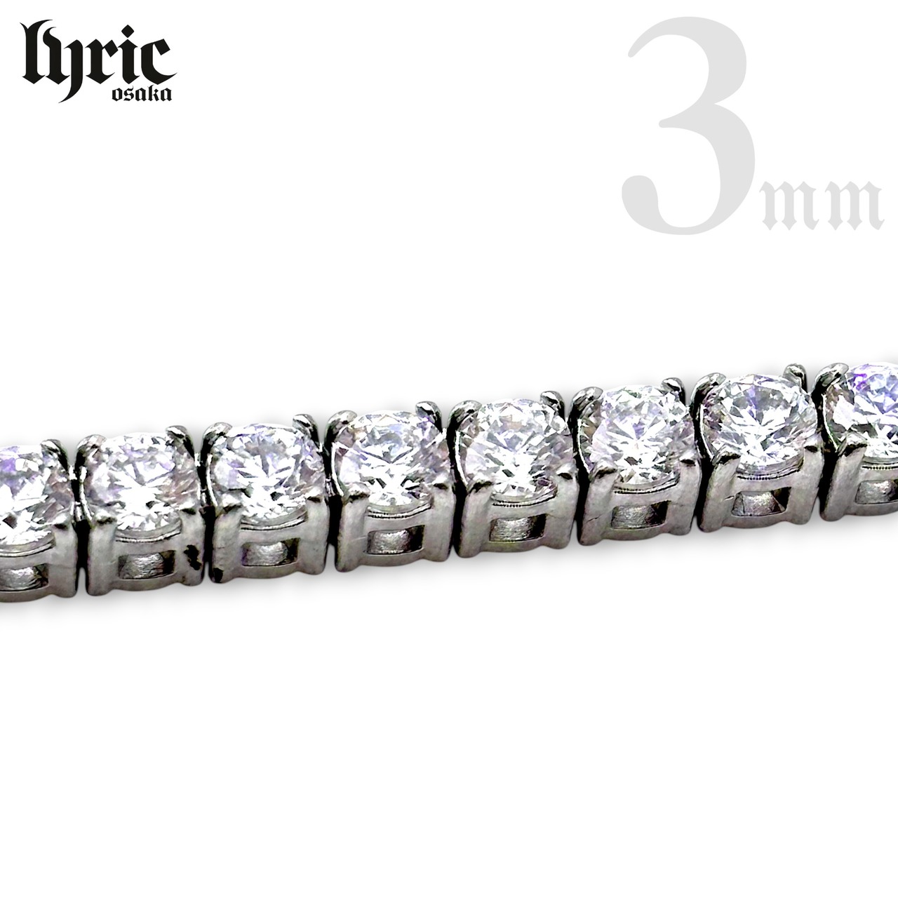 【最高級】stainless316L 3mm 16cm luxury tennis bracelet  silver