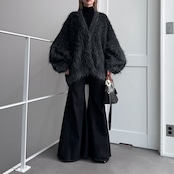 MOKE MOKE shaggy over knit CD/black