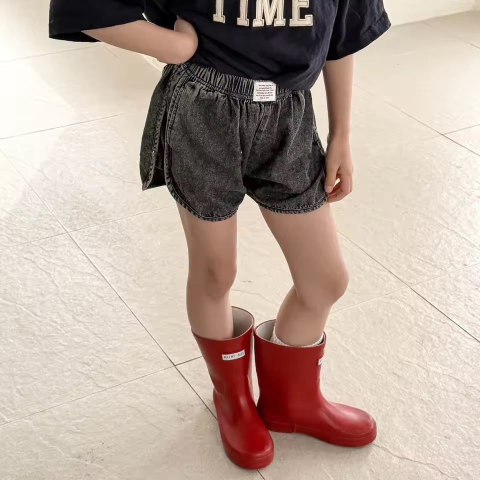 フロントタグデニムショートパンツ