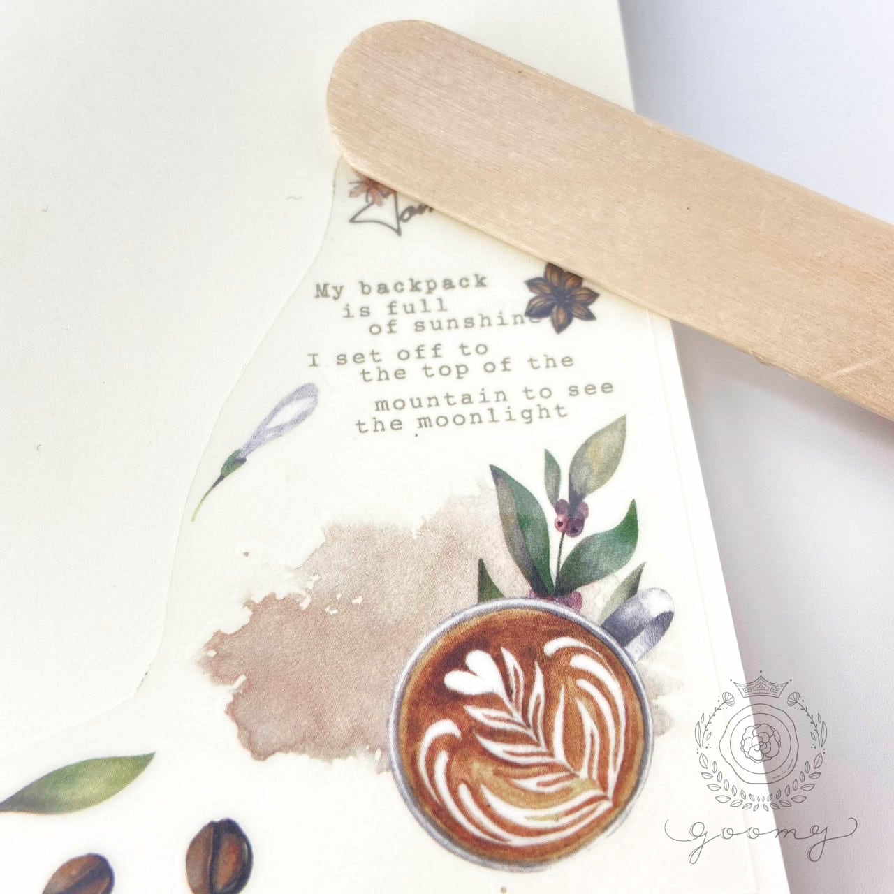 201 コーヒーとクロワッサン君 転写シート アイロン転写シート3種セット4type♪- CartonnageArt