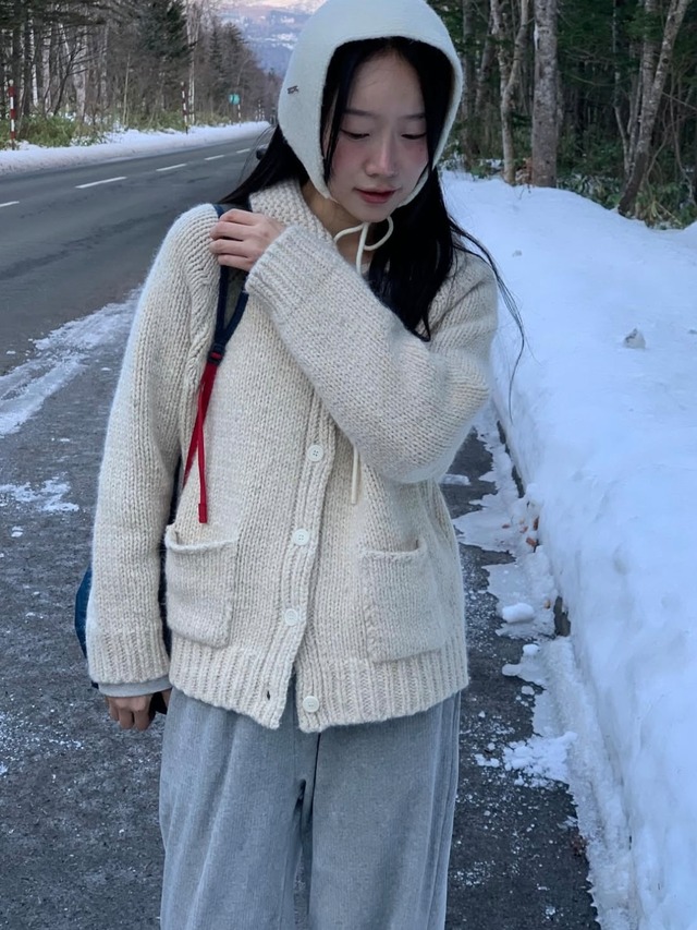 (予約) JINSIM / Winter rosy cardigan 2color