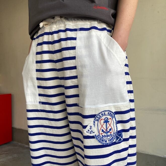 快晴堂 レディース メンズ パンツ ボーダーのゆったりパンツ HAYATE