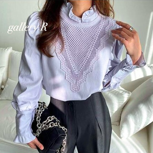 2021SS予約受付中★２０２１ＳＳ　ブラウス　フリルブラウス　トップス　シャーベットカラー★