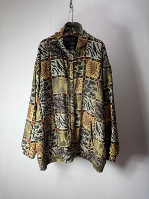 90s Silk Animal Pattern Zip Jacket