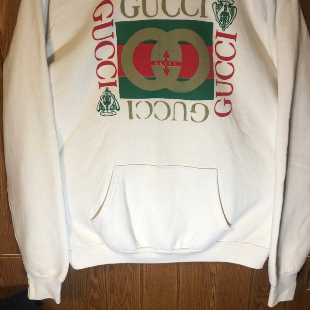 90s GUCCI bootleg パーカー【XL】ブート グッチ 白 gucci hoodie sweat parka white USA |  used clothing shop HICKEY