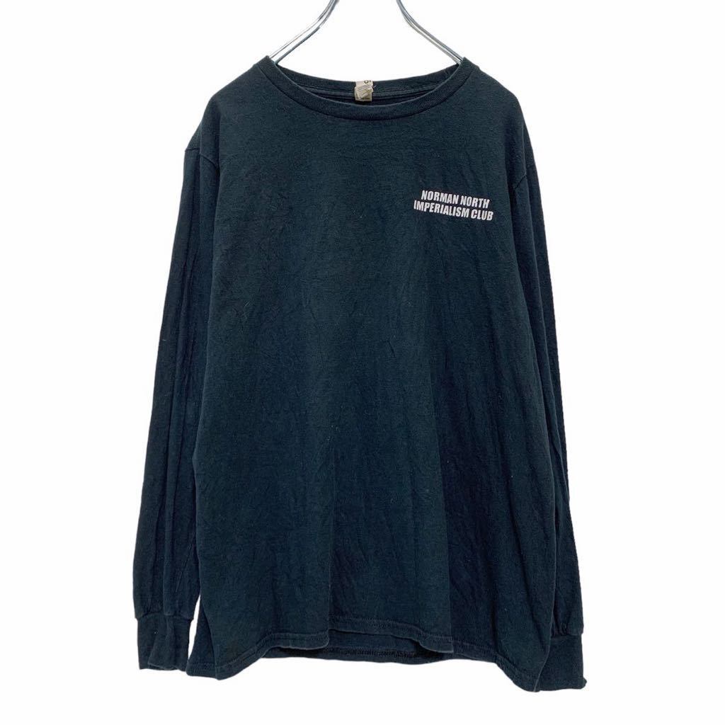 anvil 長袖 プリント Tシャツ M ブラック バックプリント ロンT 古着卸