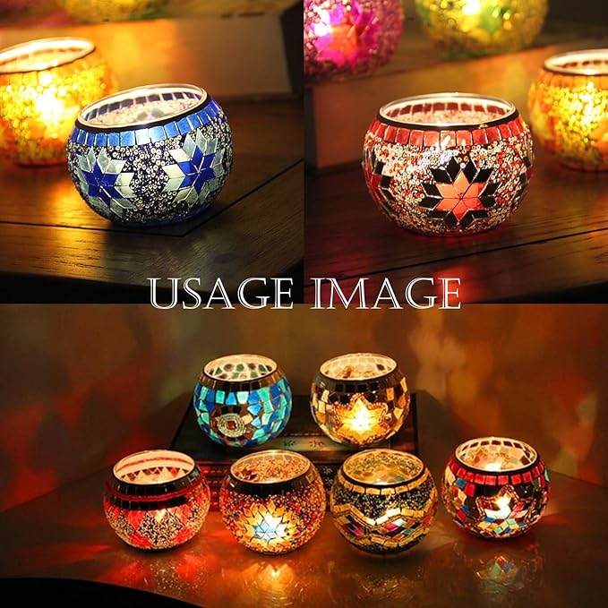 NOELAMOUR キャンドルホルダー キャンドルグラス ステンドグラス