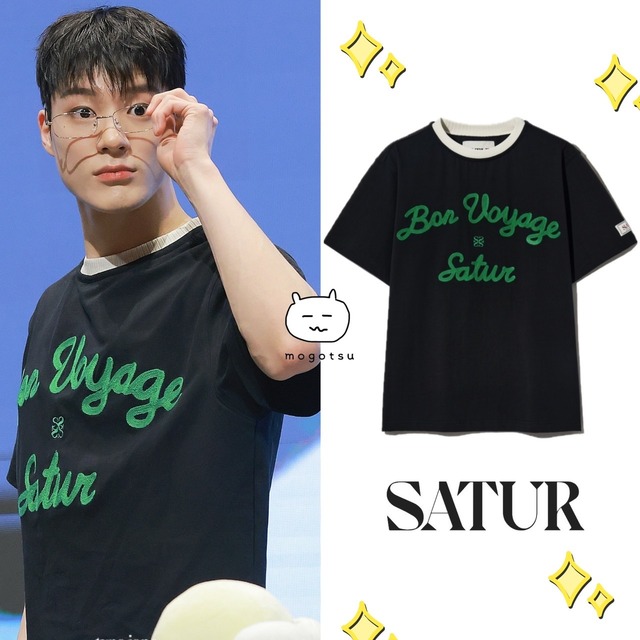★NCT ジェノ 着用！！【SATUR】Satur Logo Voyage T-Shirts - Black Green