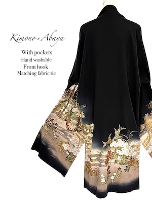 (Size: S /Kimono×Abaya)Floral pattern in gold leaf