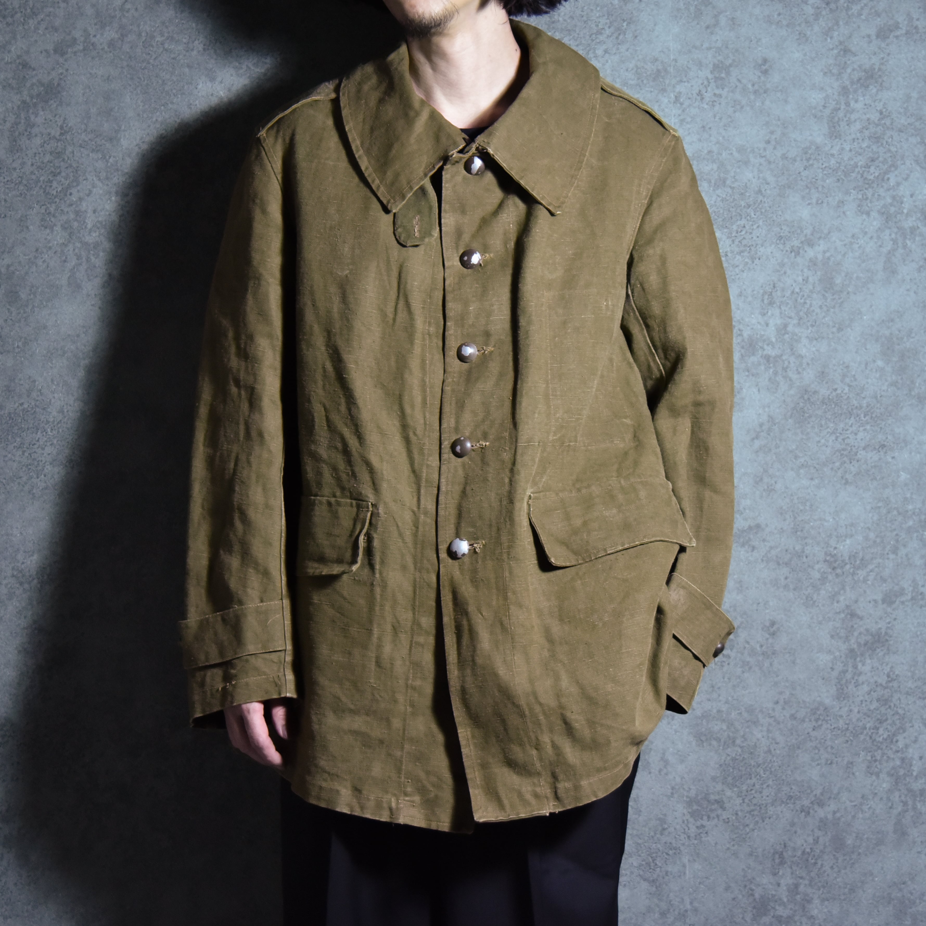 30-40s French Army Linen Motorcycle M35 Jacket フランス軍 リネン
