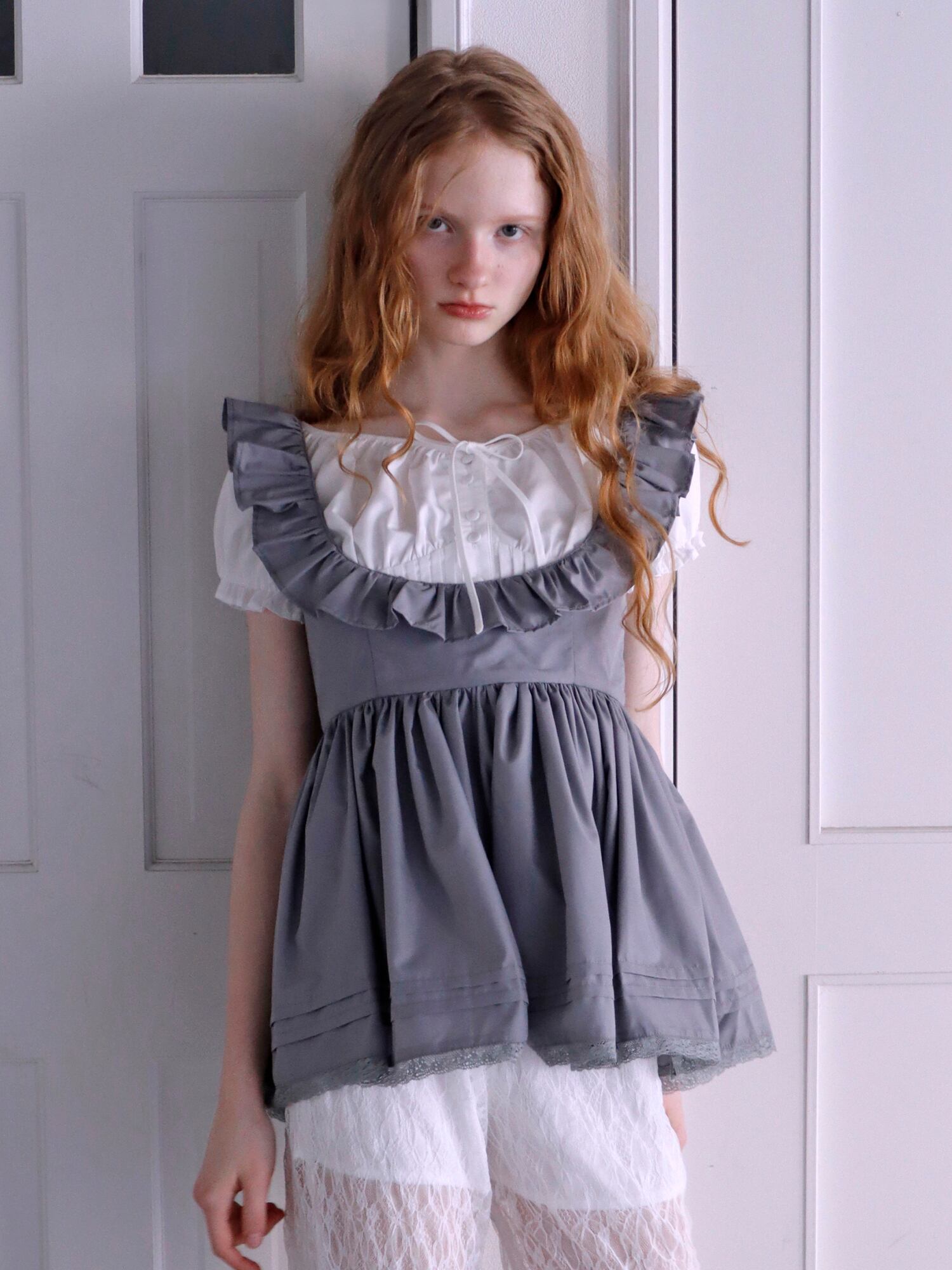 PETIT APLON TOP -GRAY- | mieya mieya