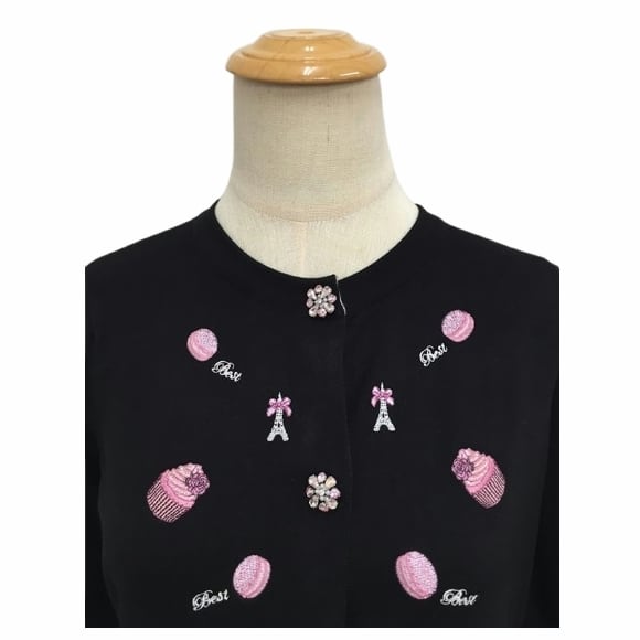 スーパービューティー カーディガン スイーツ エッフェル塔刺しゅう