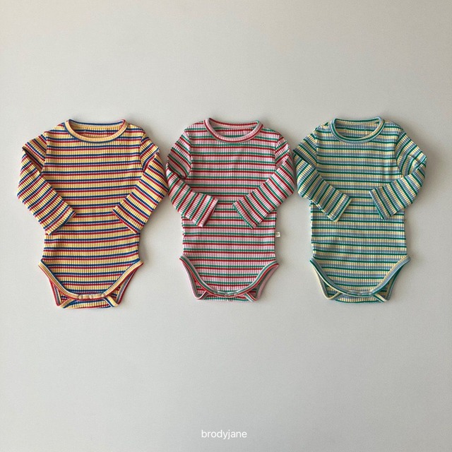 【取寄】brodyjane|multi-stripe long-sleeve bodysuit|マルチストライプ長袖ボディスーツ|one|3-10m|26 autumn