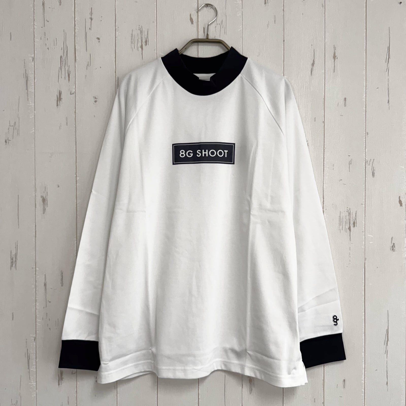 PLATING L/S BOX LOGO MOCK NECK TEE -WHITE-