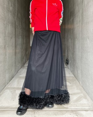 see-through fur design skirt