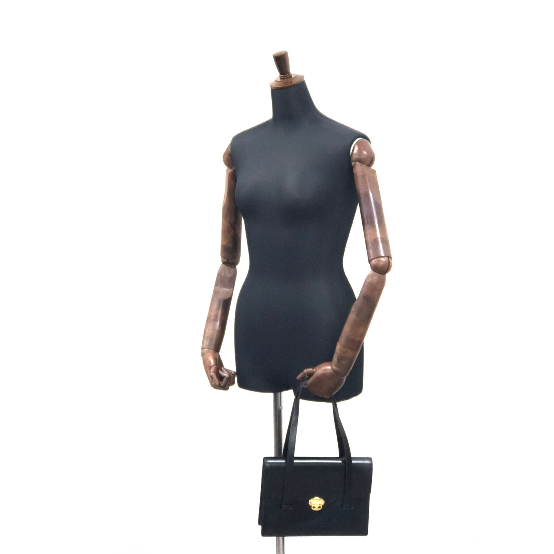CELINE セリーヌ トリオンフ レザー フラップ ハンドバッグ ブラック