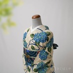 綿麻浴衣　練色に青の紫陽花