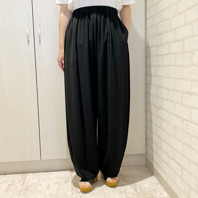 Dignite collier/80255306/ストレッチシフォンボリュームパンツ(ブラック)